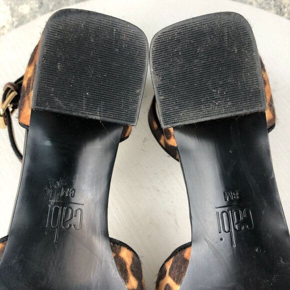 CAbi Women's Size 8M Kiki Brown Leopard Print Ankle Strap Block Heel Sandals - Picture 10 of 12